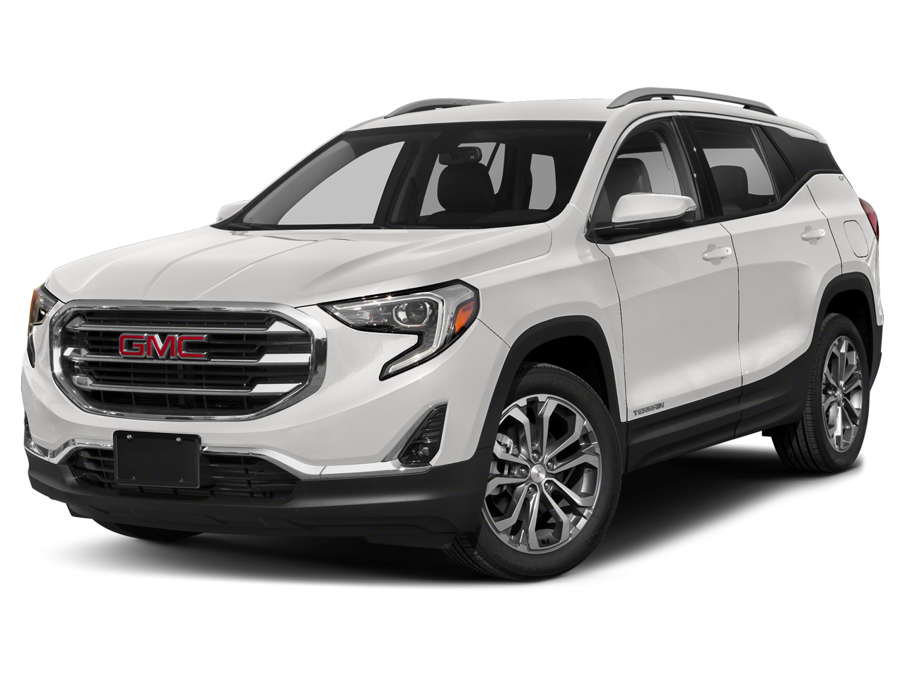 2019 GMC Terrain SLT in Graphite Gray Metallic — front three-quarter view