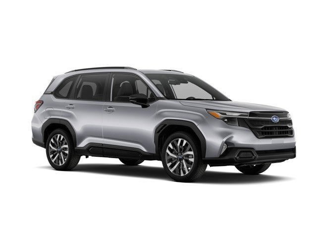 2026 Subaru FORESTER Touring in Ice Silver Metallic — front three-quarter view