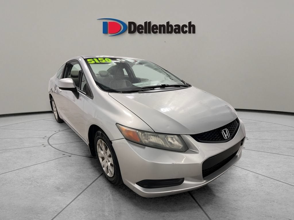 2012 Honda Civic Cpe LX in Silver — front three-quarter view